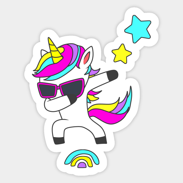 Dabbing Unicorn Sticker by Horisondesignz